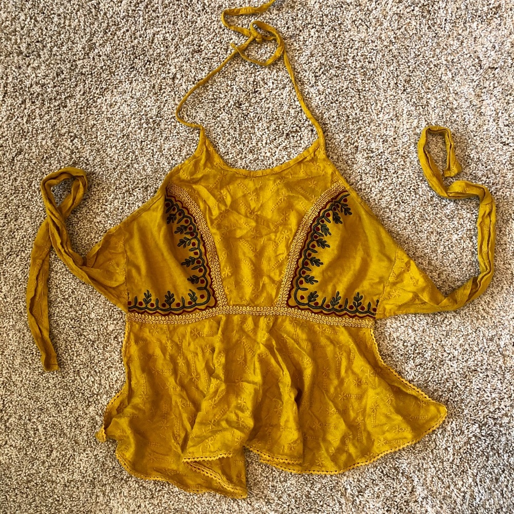 Boho open back halter blouse